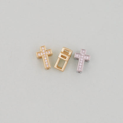 Gold Cross Charms,18K Gold Filled Cross Pendant,Silver Religious Charm Bracelet Necklace for DIY Jewelry Making Supply