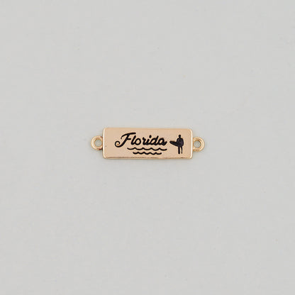 Gold Florida Connector Charms,18K Gold Filled Florida Pendant Bracelet Necklace for DIY Jewelry Making Supply