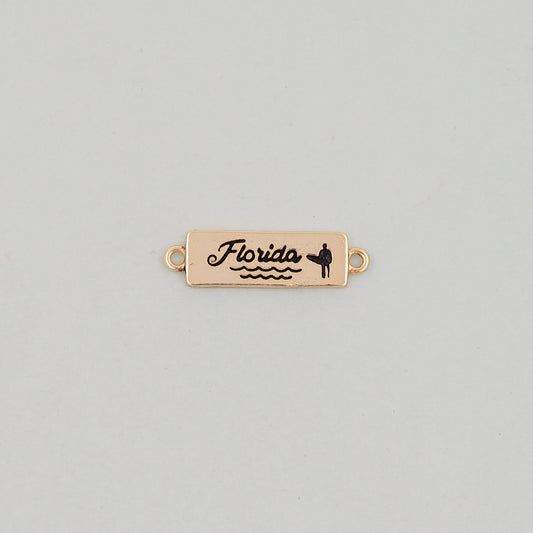 Gold Florida Connector Charms,18K Gold Filled Florida Pendant Bracelet Necklace for DIY Jewelry Making Supply