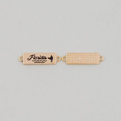 Gold Florida Connector Charms,18K Gold Filled Florida Pendant Bracelet Necklace for DIY Jewelry Making Supply