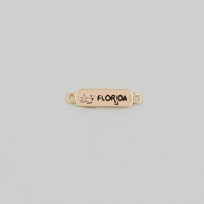 Gold Florida Connector Charms,18K Gold Filled Florida Pendant Bracelet Necklace for DIY Jewelry Making Supply
