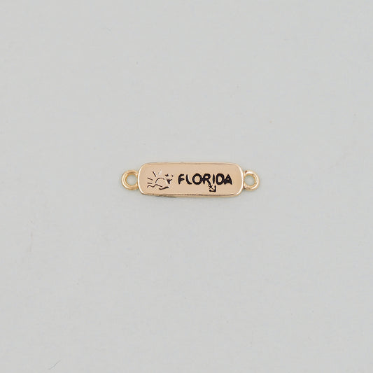 Gold Florida Connector Charms,18K Gold Filled Florida Pendant Bracelet Necklace for DIY Jewelry Making Supply