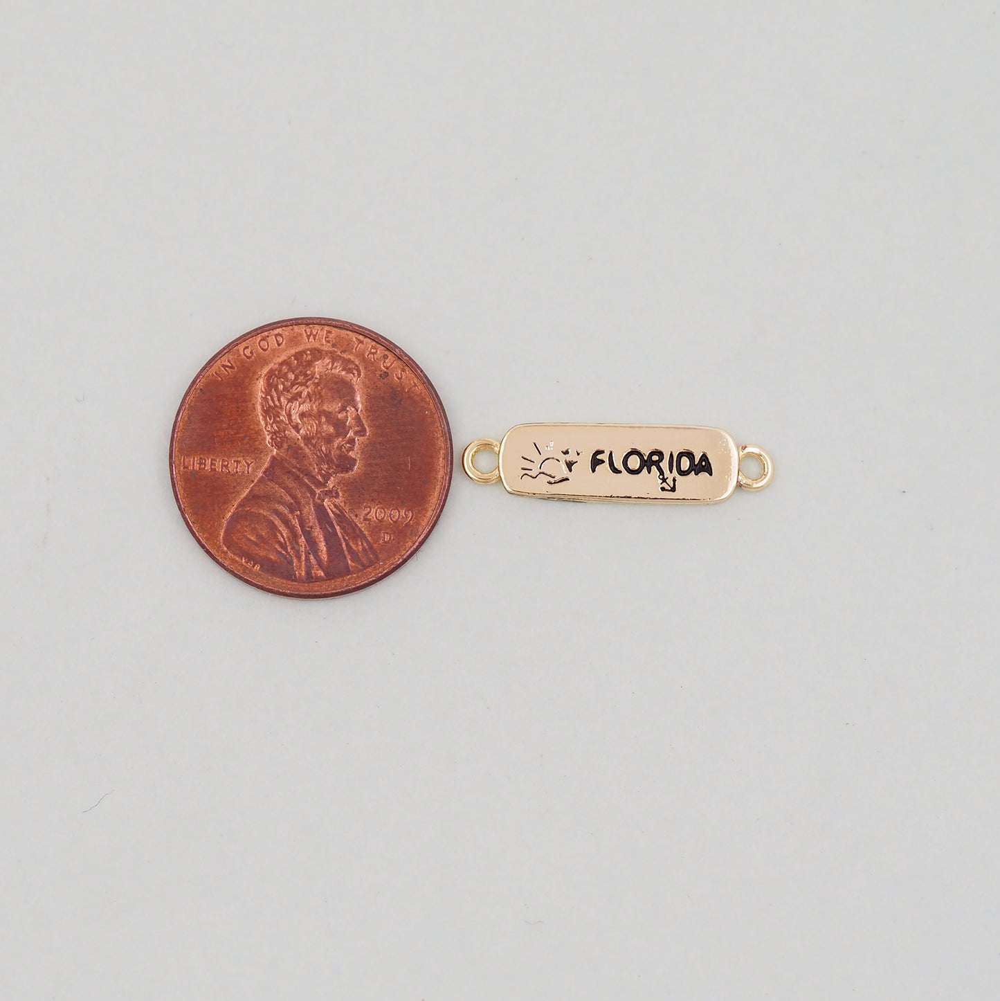 Gold Florida Connector Charms,18K Gold Filled Florida Pendant Bracelet Necklace for DIY Jewelry Making Supply