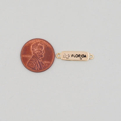 Gold Florida Connector Charms,18K Gold Filled Florida Pendant Bracelet Necklace for DIY Jewelry Making Supply
