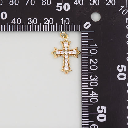 Gold Cross Charms,18K Gold Filled Cross Pendant,Silver Religious Charm Bracelet Necklace for DIY Jewelry Making Supply