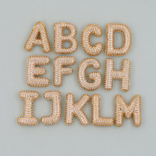 Gold letter Charms,18K Gold Filled letter Pendant,initial Charm Bracelet Necklace for DIY Jewelry Making Supply