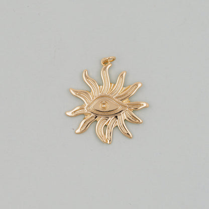 Gold Sun Charms,18K Gold Filled Sun Pendant,Celestial Charm Bracelet Necklace for DIY Jewelry Making Supply