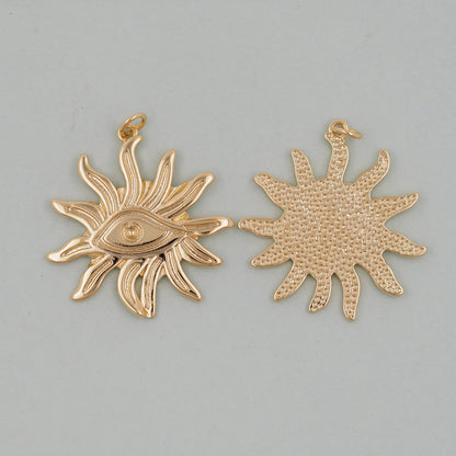 Gold Sun Charms,18K Gold Filled Sun Pendant,Celestial Charm Bracelet Necklace for DIY Jewelry Making Supply