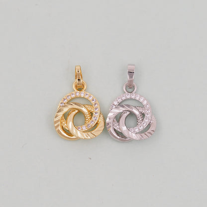 Gold Round Charms,18K Gold Filled three circles Pendant,three circles Charm Bracelet Necklace for DIY Jewelry Making Supply
