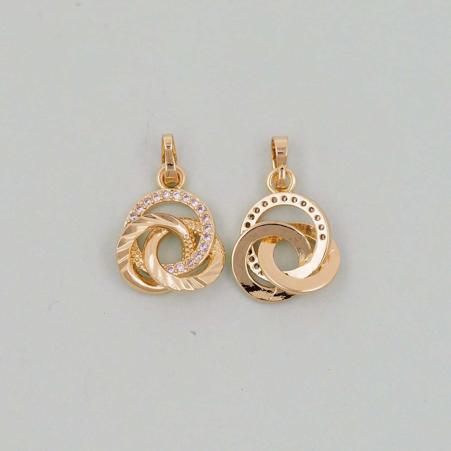 Gold Round Charms,18K Gold Filled three circles Pendant,three circles Charm Bracelet Necklace for DIY Jewelry Making Supply