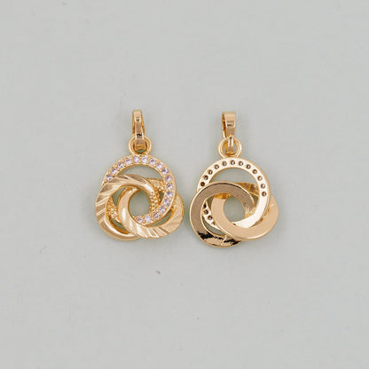 Gold Round Charms,18K Gold Filled three circles Pendant,three circles Charm Bracelet Necklace for DIY Jewelry Making Supply