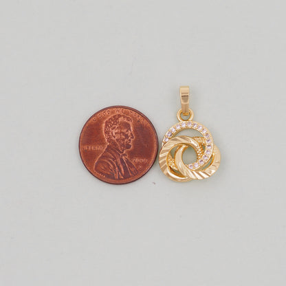 Gold Round Charms,18K Gold Filled three circles Pendant,three circles Charm Bracelet Necklace for DIY Jewelry Making Supply