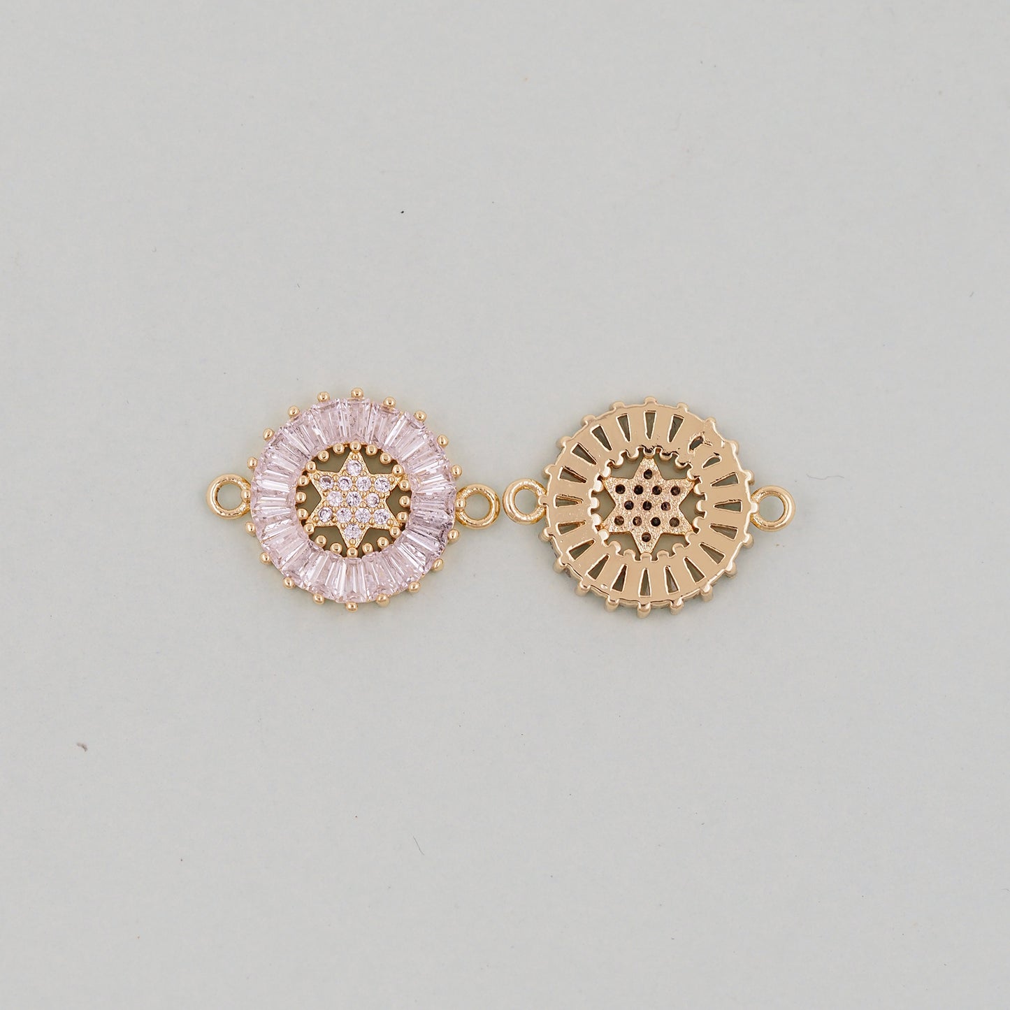 Gold David Star Charms,18K Gold Filled CZ Micro Pave Star Pendant,Silver Star Charm Bracelet Necklace for DIY Jewelry Making Supply