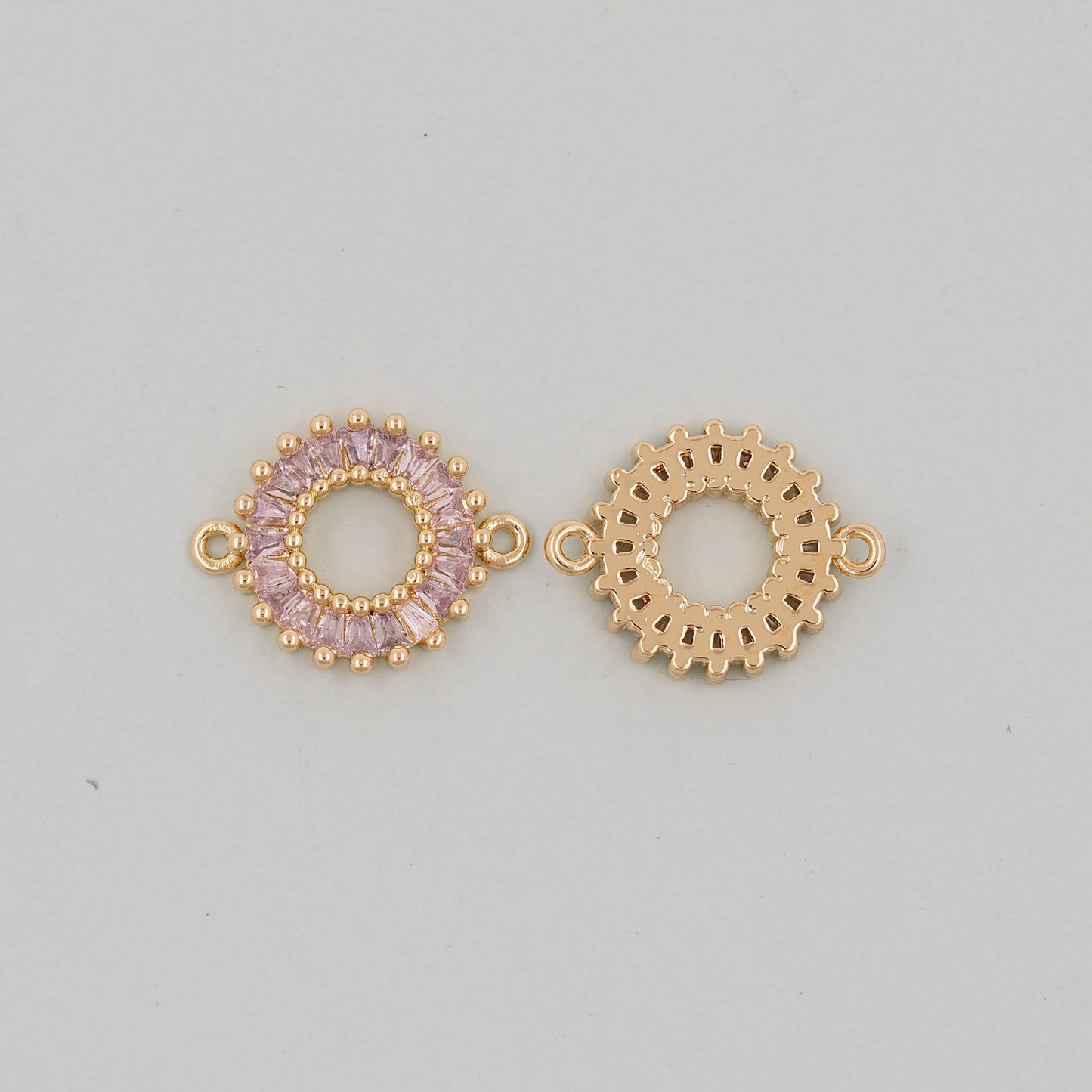 Gold Round Connector Charms,18K Gold Filled Round Pendant,Round Charm Bracelet Necklace for DIY Jewelry Making Supply