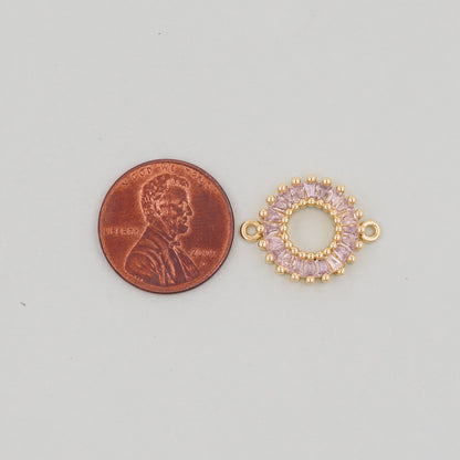 Gold Round Connector Charms,18K Gold Filled Round Pendant,Round Charm Bracelet Necklace for DIY Jewelry Making Supply