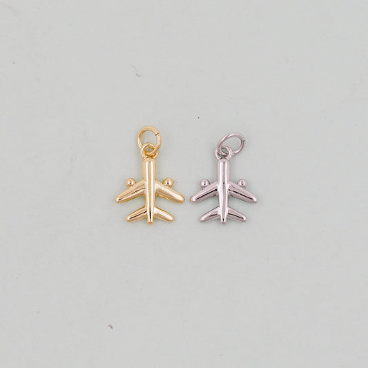 Gold airplane Charms,18K Gold Filled airplane Pendant,airplane Charm Bracelet Necklace for DIY Jewelry Making Supply