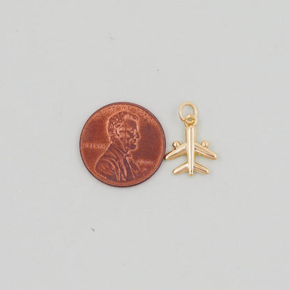 Gold airplane Charms,18K Gold Filled airplane Pendant,airplane Charm Bracelet Necklace for DIY Jewelry Making Supply