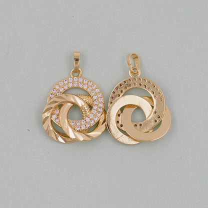 Gold Round Charms,18K Gold Filled three circles Pendant,three circles Charm Bracelet Necklace for DIY Jewelry Making Supply