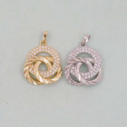 Gold Round Charms,18K Gold Filled three circles Pendant,three circles Charm Bracelet Necklace for DIY Jewelry Making Supply