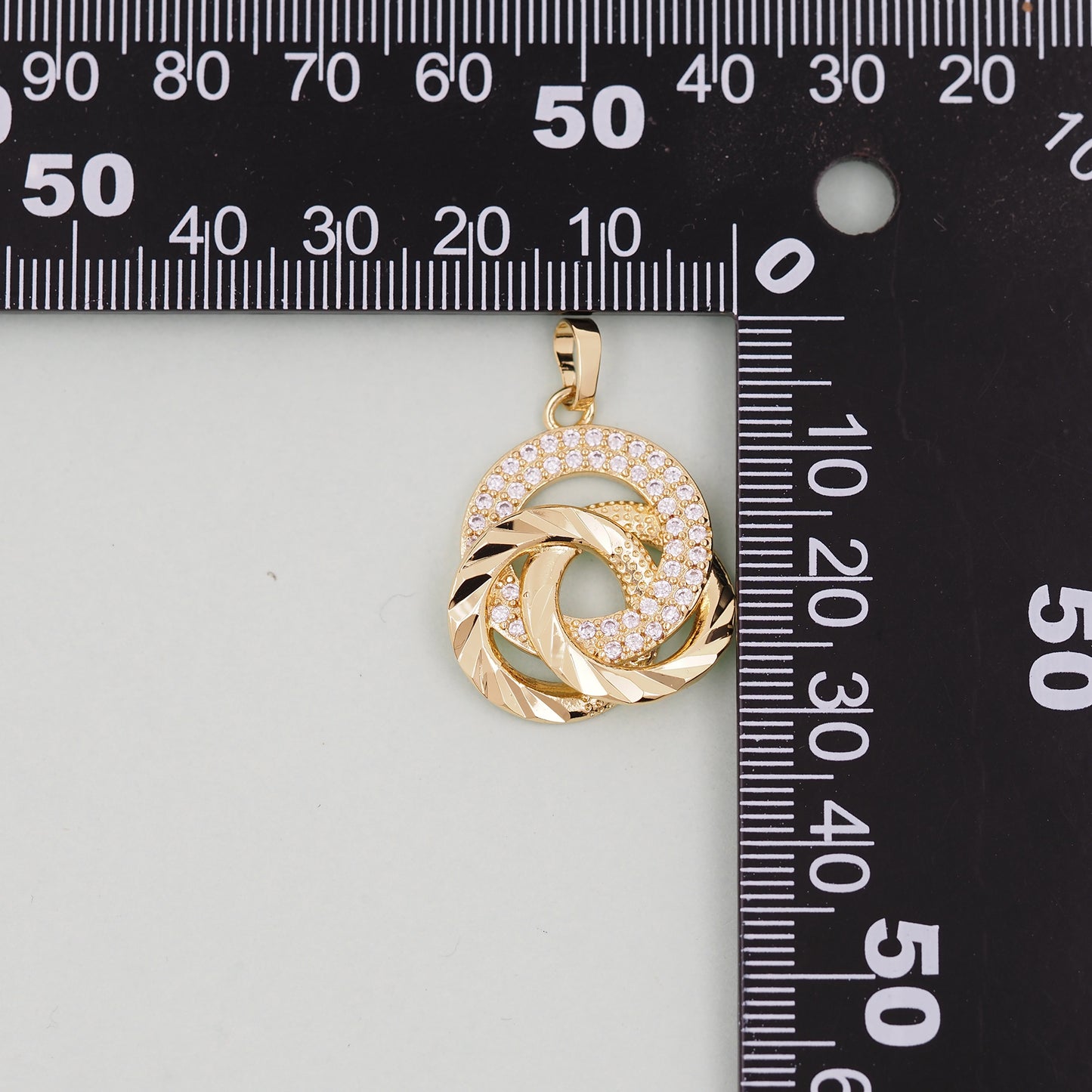 Gold Round Charms,18K Gold Filled three circles Pendant,three circles Charm Bracelet Necklace for DIY Jewelry Making Supply