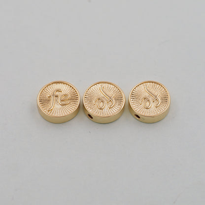 Gold Fe Charms,18K Gold Filled Round Connector Pendant,Shell Charm Bracelet Necklace for DIY Jewelry Making Supply