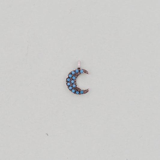 Gold Moon Charms,18K Gold Filled Moon Pendant,CZ Micro Pave Celestial Charm Bracelet Necklace for DIY Jewelry Making Supply
