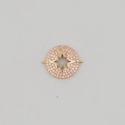 Gold Star Connector Charms,18K Gold Filled Starburst Pendant,North Star Charm Bracelet Necklace for DIY Jewelry Making Supply