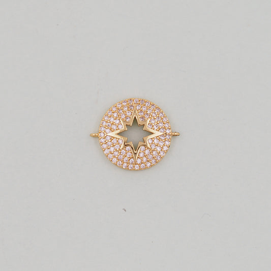 Gold Star Connector Charms,18K Gold Filled Starburst Pendant,North Star Charm Bracelet Necklace for DIY Jewelry Making Supply