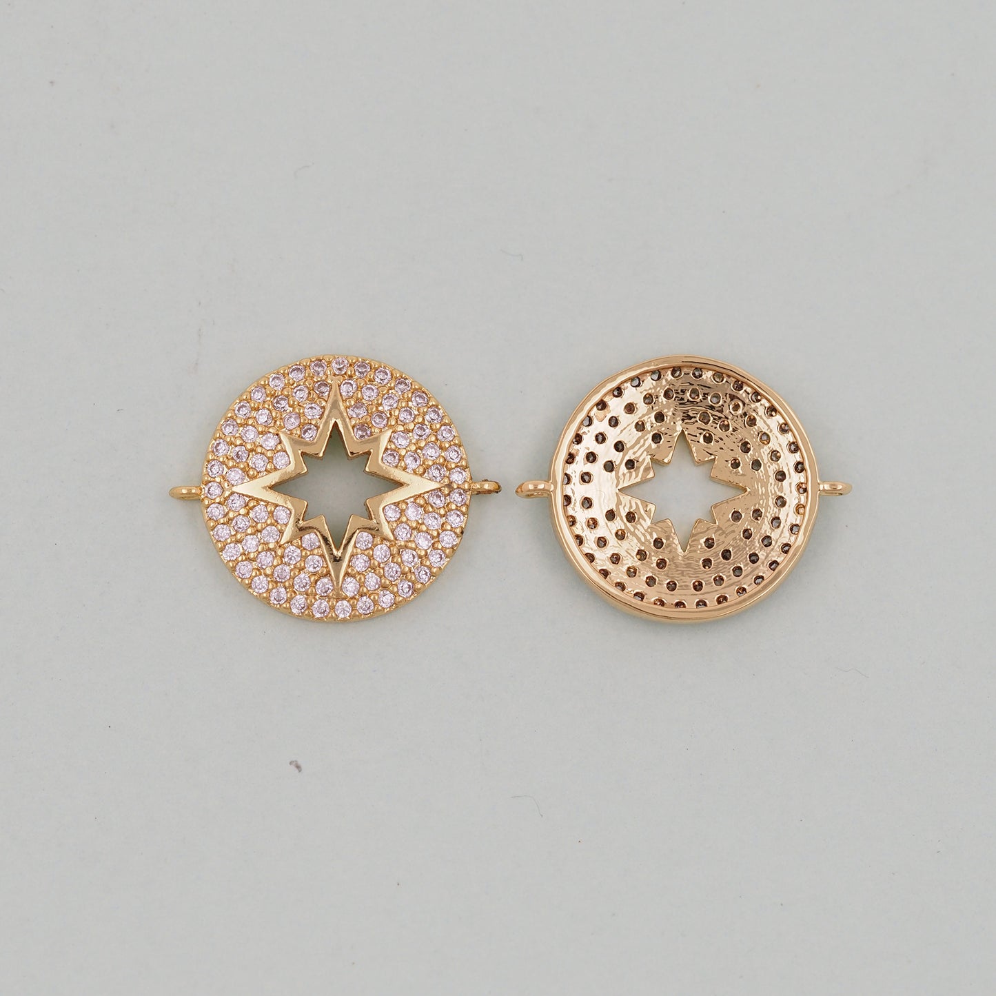 Gold Star Connector Charms,18K Gold Filled Starburst Pendant,North Star Charm Bracelet Necklace for DIY Jewelry Making Supply
