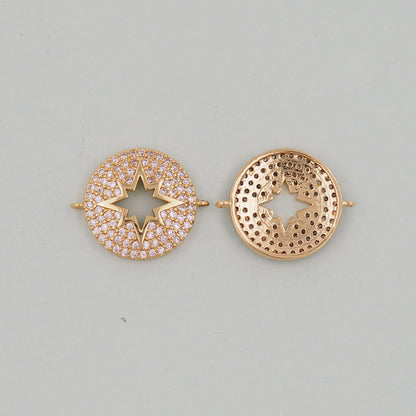 Gold Star Connector Charms,18K Gold Filled Starburst Pendant,North Star Charm Bracelet Necklace for DIY Jewelry Making Supply