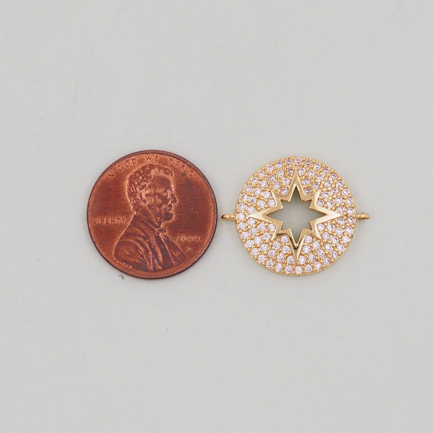 Gold Star Connector Charms,18K Gold Filled Starburst Pendant,North Star Charm Bracelet Necklace for DIY Jewelry Making Supply