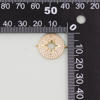 Gold Star Connector Charms,18K Gold Filled Starburst Pendant,North Star Charm Bracelet Necklace for DIY Jewelry Making Supply