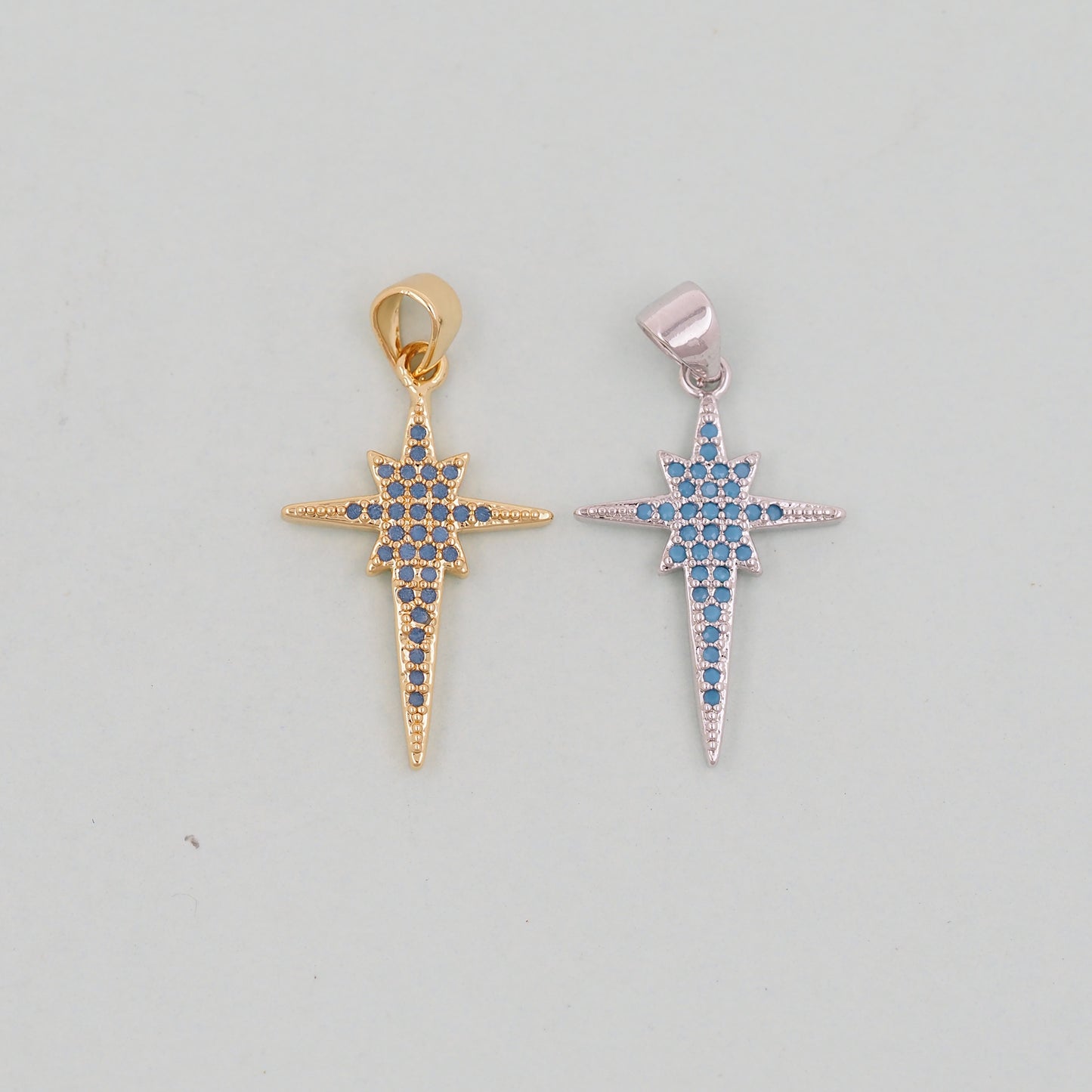 Gold Star Charms,18K Gold Filled Starburst Pendant,North Star Charm Bracelet Necklace for DIY Jewelry Making Supply