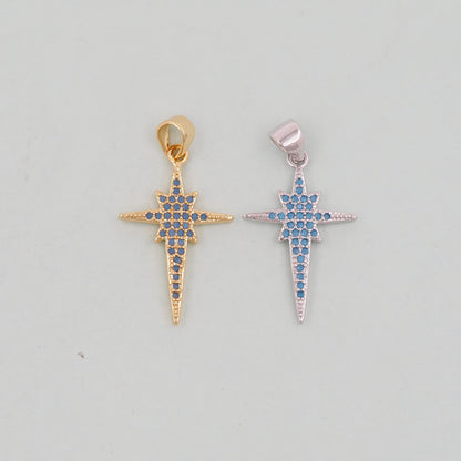 Gold Star Charms,18K Gold Filled Starburst Pendant,North Star Charm Bracelet Necklace for DIY Jewelry Making Supply