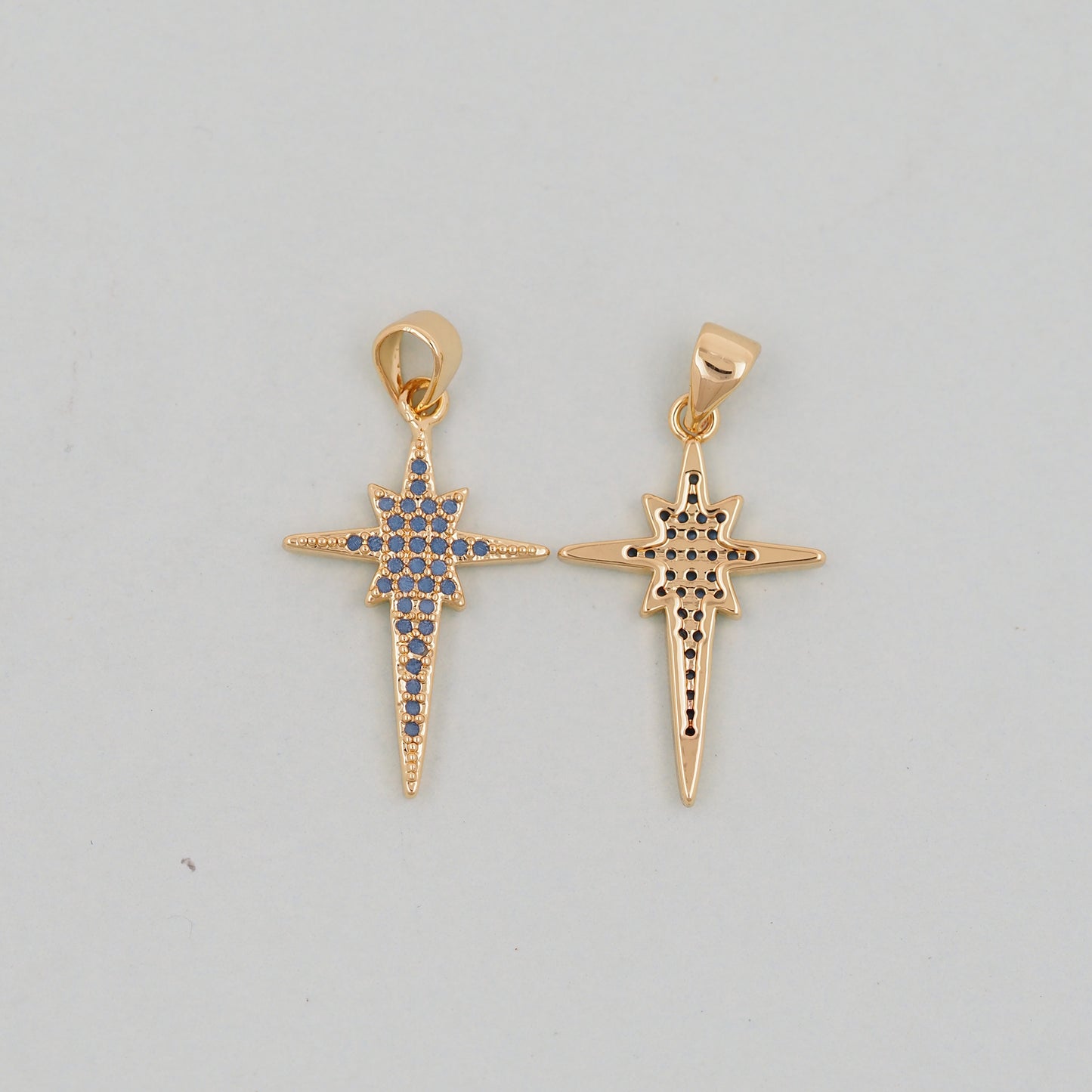 Gold Star Charms,18K Gold Filled Starburst Pendant,North Star Charm Bracelet Necklace for DIY Jewelry Making Supply