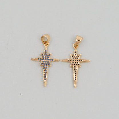 Gold Star Charms,18K Gold Filled Starburst Pendant,North Star Charm Bracelet Necklace for DIY Jewelry Making Supply