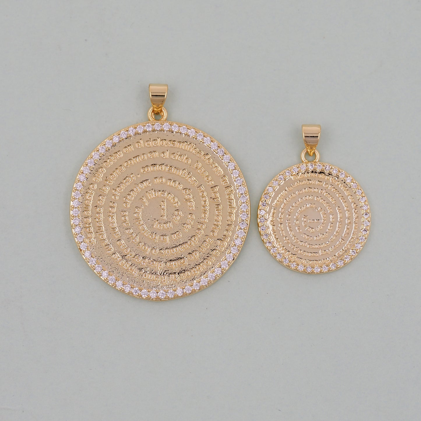 Gold Round Charms,18K Gold Filled Bible Scripture Pendant,Christianity Baptism Charm Bracelet Necklace for DIY Jewelry Making Supply