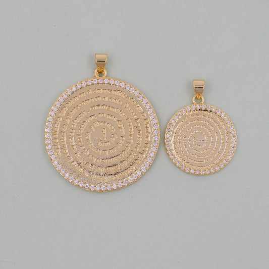 Gold Round Charms,18K Gold Filled Bible Scripture Pendant,Christianity Baptism Charm Bracelet Necklace for DIY Jewelry Making Supply