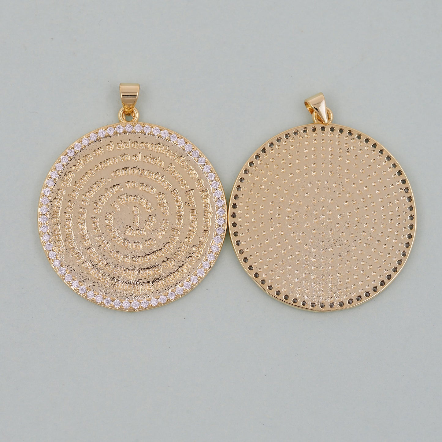 Gold Round Charms,18K Gold Filled Bible Scripture Pendant,Christianity Baptism Charm Bracelet Necklace for DIY Jewelry Making Supply