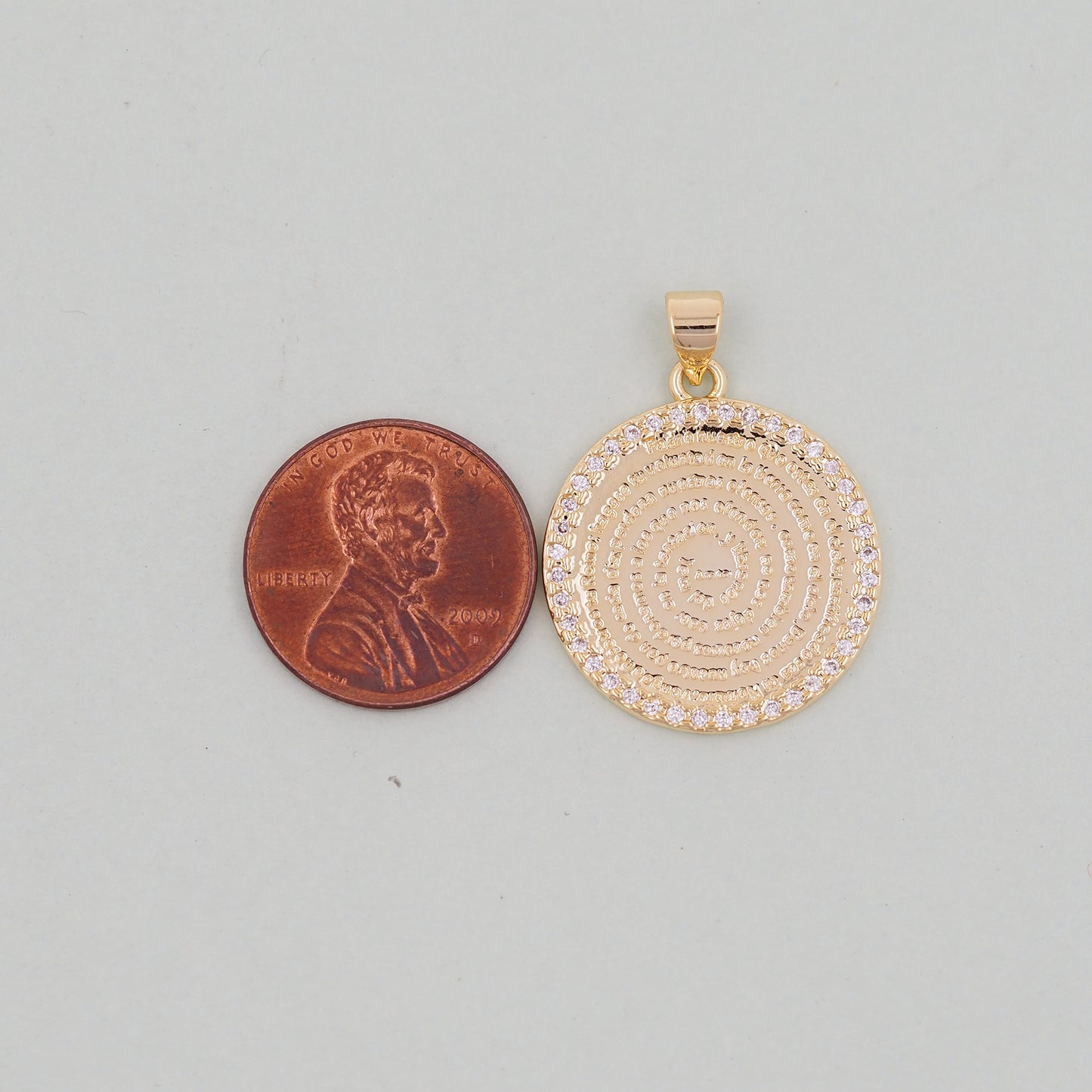 Gold Round Charms,18K Gold Filled Bible Scripture Pendant,Christianity Baptism Charm Bracelet Necklace for DIY Jewelry Making Supply