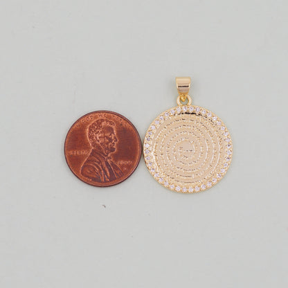 Gold Round Charms,18K Gold Filled Bible Scripture Pendant,Christianity Baptism Charm Bracelet Necklace for DIY Jewelry Making Supply