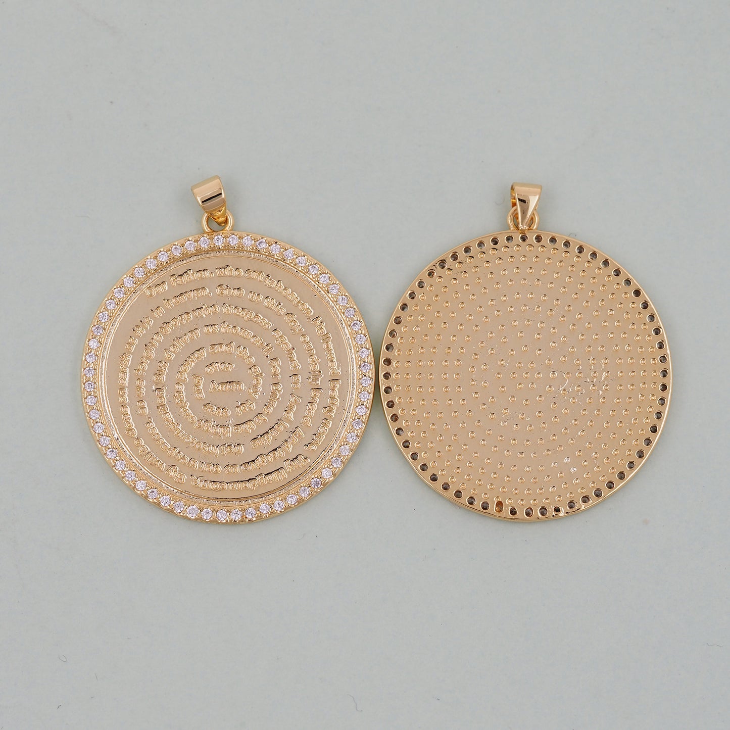 Gold Round Charms,18K Gold Filled Bible Scripture Pendant,Christianity Baptism Charm Bracelet Necklace for DIY Jewelry Making Supply