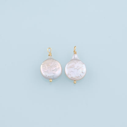18K Gold Filled Pearl Pendant,Dainty Pearl Charm Bracelet Necklace for DIY Jewelry Making Supply