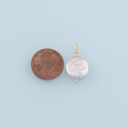 18K Gold Filled Pearl Pendant,Dainty Pearl Charm Bracelet Necklace for DIY Jewelry Making Supply