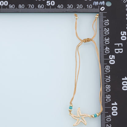 Gold Adjustable Braided Rope,18K Gold Filled CZ Starfish Bracelet,Finished Bracelets,Bracelets for Jewelry Making