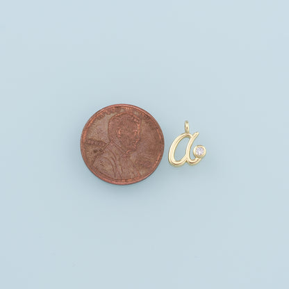 18K Gold Filled letter Pendant,CZ Micro Pave Initial Charm Bracelet Necklace for DIY Jewelry Making Supply