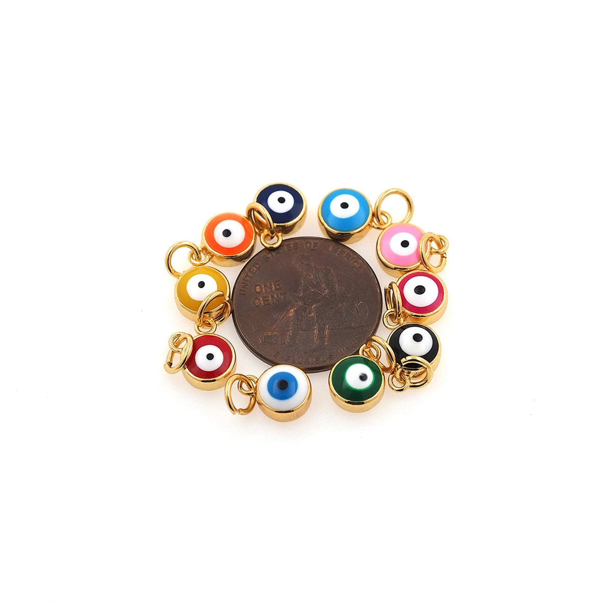 18K Gold Filled Evil Eye Charm Pendant for Jewelry Making
