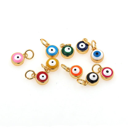 18K Gold Filled Tiny Evil Eye Pendant,Blue Evil Eye Charm Necklace for DIY Jewelry Making Supply(12.5x7x4mm)