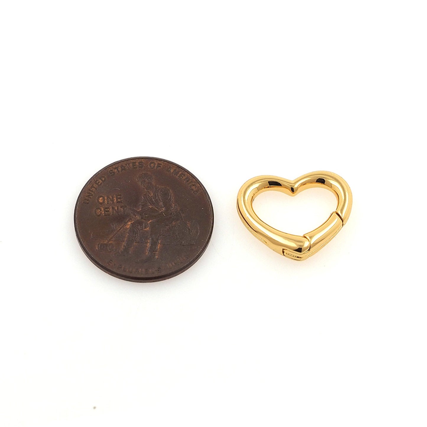 18K Gold Filled Gold Silver Spring Gate Ring Heart Clasp,Push Clip Clasp,Spring Gate for Jewelry Making
