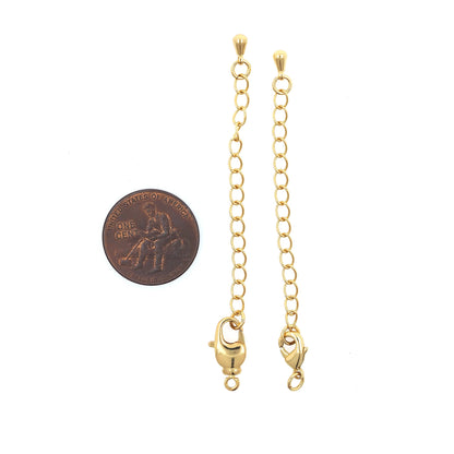18K Gold Filled Chain Extender for Necklace Bracelet Supply Component Findings Extenders Lobster Claw Clasps with Gold Extender Chain
